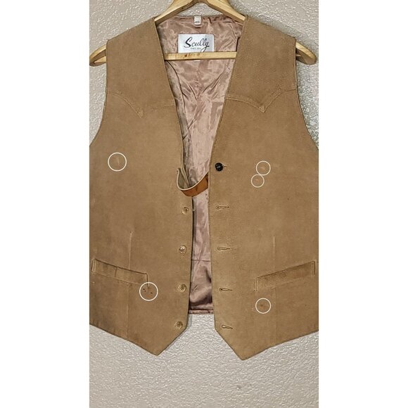 Scully Mens Western Suede Leather Vest Button Front Size 46 - Picture 10 of 10